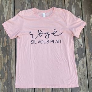 “Rosé, S’il Vous Plait” Graphic Tee for Winery Bachelorette Party